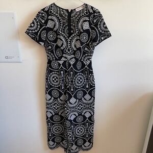 Alice McCall Black Embroidered Wide Leg Jumpsuit Size 6 Short Sleeve